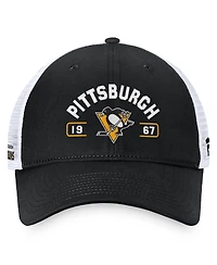 Fanatics Men's Black/White Pittsburgh Penguins Free Kick Trucker Adjustable Hat