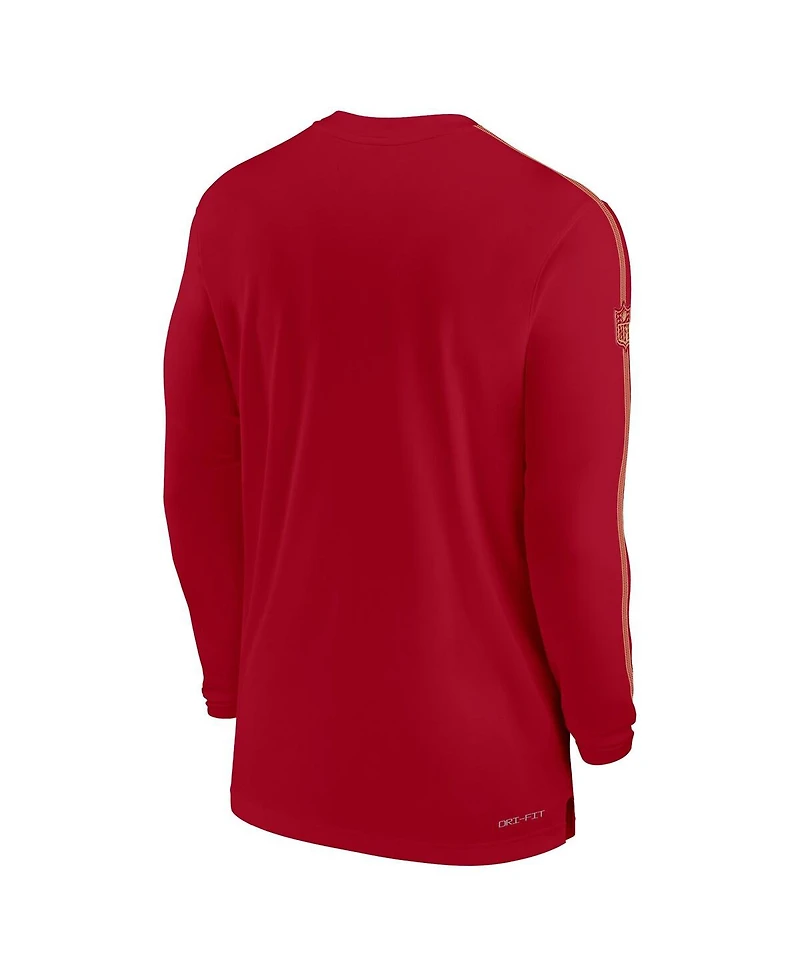 Nike Men's Scarlet San Francisco 49ers Sideline Coach Uv Performance Long Sleeve T-Shirt