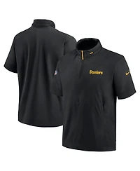 Nike Men's Black Pittsburgh Steelers 2024 Sideline Coach Short Sleeve Half-Zip Hoodie Jacket