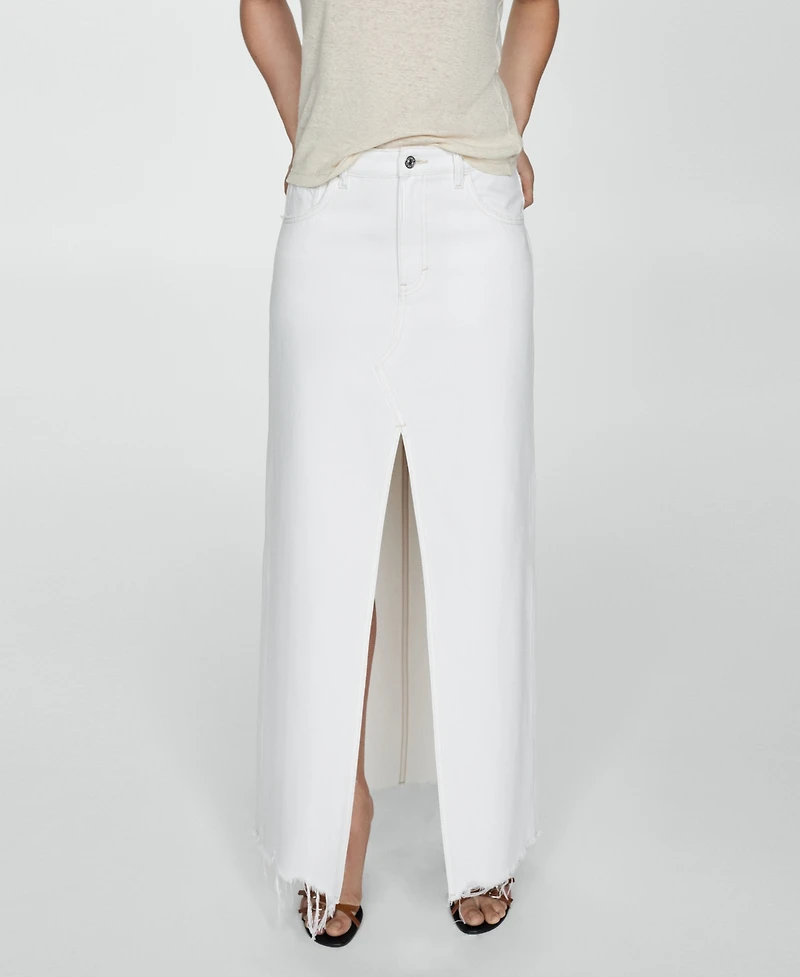 Mango Women's Slit Denim Skirt