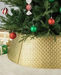 Glitzhome 40.5 D Gold Metal Weave Tree Collar