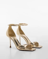 Mango Women's Metallic-Effect Heeled Sandals