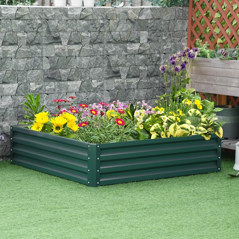 Giant 4' x 4' Metal Raised Garden Bed for Strong Root Growth