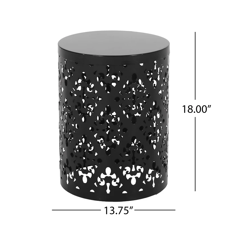 Streamdale Stylish Outdoor Side Table with Iron Cut Floral Design
