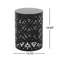 Streamdale Stylish Outdoor Side Table with Iron Cut Floral Design