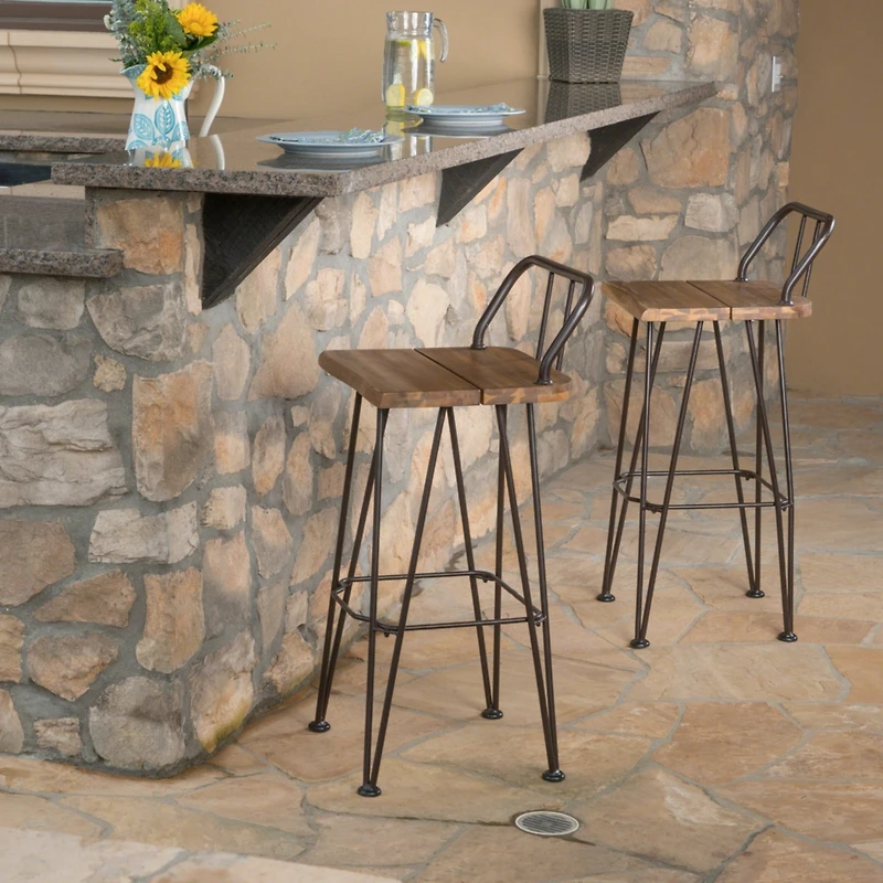Simplie Fun Denali Outdoor Acacia Wood Patio Bar Stool Set of 1