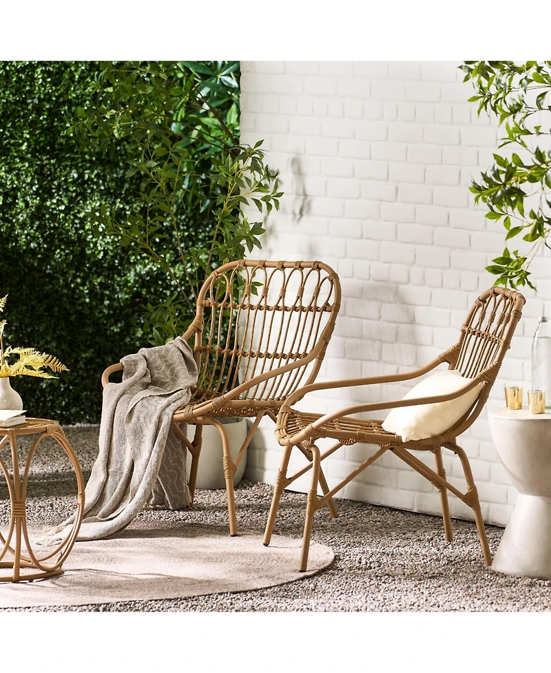 Simplie Fun Modern Boho Faux Rattan Accent Patio Chairs (Set of 2)