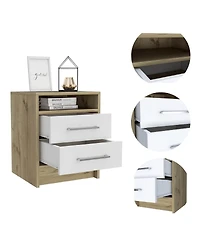 Streamdale Eter Nightstand, Superior Top, Two Drawers - Light Oak