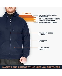 RefrigiWear Men's Insulated Full Zip Sweatshirt - Pre-Shrunk, Large Pockets
