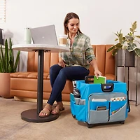ECR4Kids Universal Rolling Cart with Canvas Organizer Bag, Blue/Grey, 1