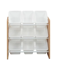 ECR4Kids 3-Tier Organizer with 9 Bins, Grey/White, 1