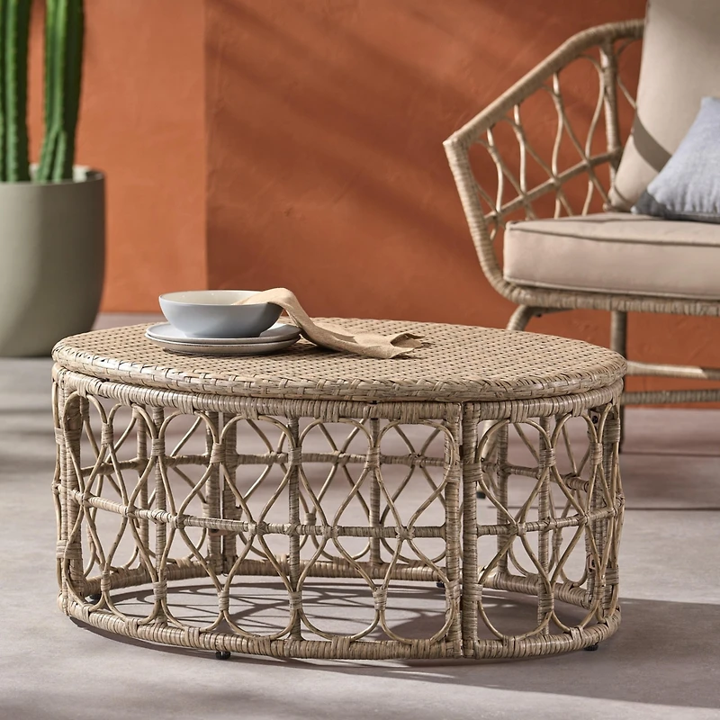 Streamdale Furniture Stunning Woven Wicker Coffee Table for Outdoor Decor