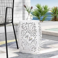 Modern Palm Leaf Side Table with Durable Iron Frame