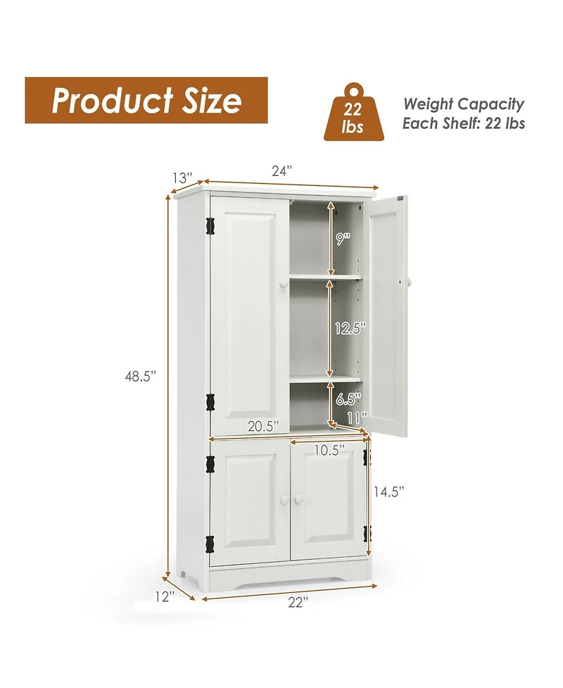 Slickblue Accent Floor Storage Cabinet with Adjustable Shelves Antique 2-Door-Cream White