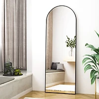 Homlux 21"x64" Arched Full Length Mirror with Black Aluminum Frame, Free Standing, Leaning, Wall Mounted