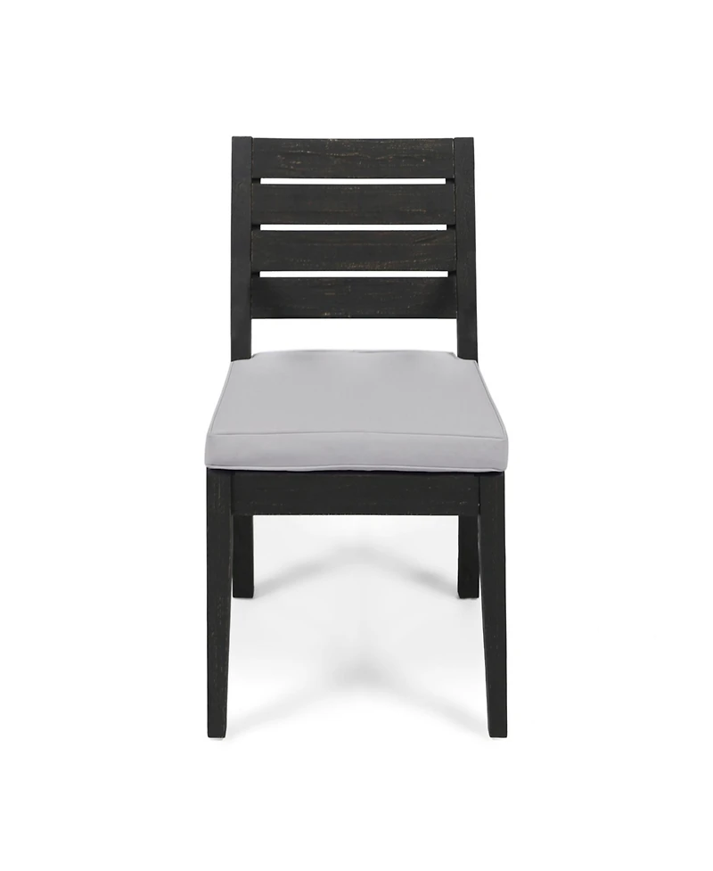 Streamdale Acacia Wood Slat-Back Dining Chair with Washable Cushions