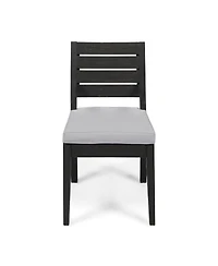 Streamdale Acacia Wood Slat-Back Dining Chair with Washable Cushions