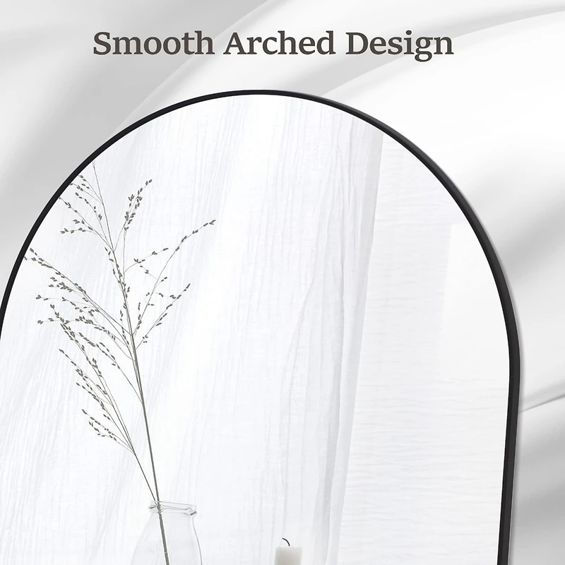 Homlux Arched Wall Mounted Mirror 20"x30" in Black