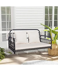 Slickblue 2-Person Outdoor Hanging Chair with Ropes-Grey