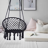 Simplie Fun Swing, Macrame Swing, Max 330 Lbs Hanging Cotton Rope Hammock Swing Chair