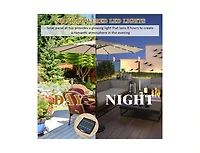Outdoor Patio Umbrella with Bright Solar Led Lights for Shaded Daytime Use and Ambient Evening Lighting