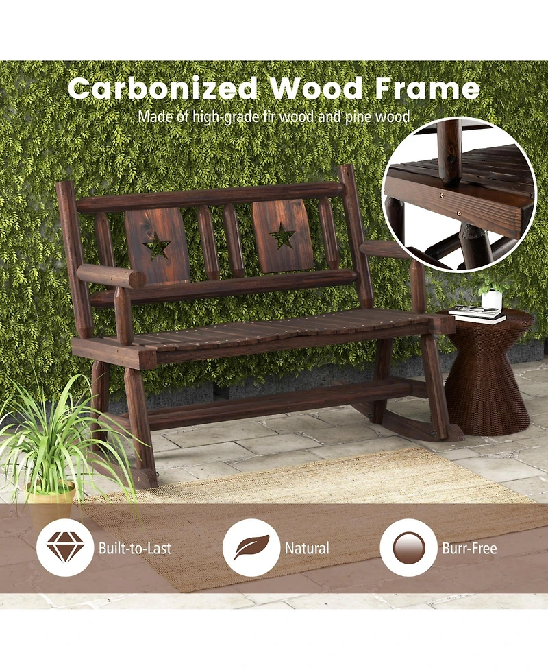 Slickblue Patio Rocking Bench Double Rocker Chair with Ergonomic Seat 2-Person Loveseat