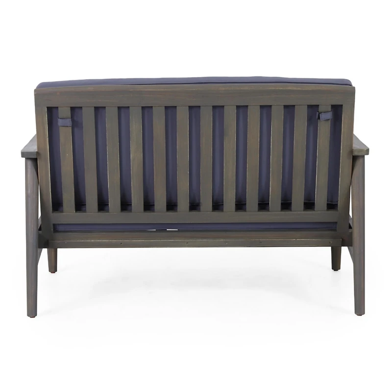 Simplie Fun Durable Acacia Wood Loveseat and Coffee Table with Water-Resistant Cushions