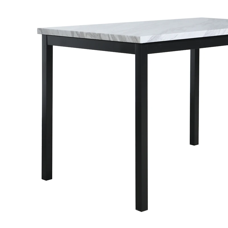 Streamdale Noyes Metal Dining Table with Laminated Faux Marble Top, Off-white