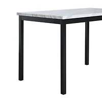 Streamdale Noyes Metal Dining Table with Laminated Faux Marble Top, Off-white