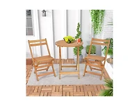 Slickblue 3 Pieces Folding Patio Bistro Set with Slatted Tabletop