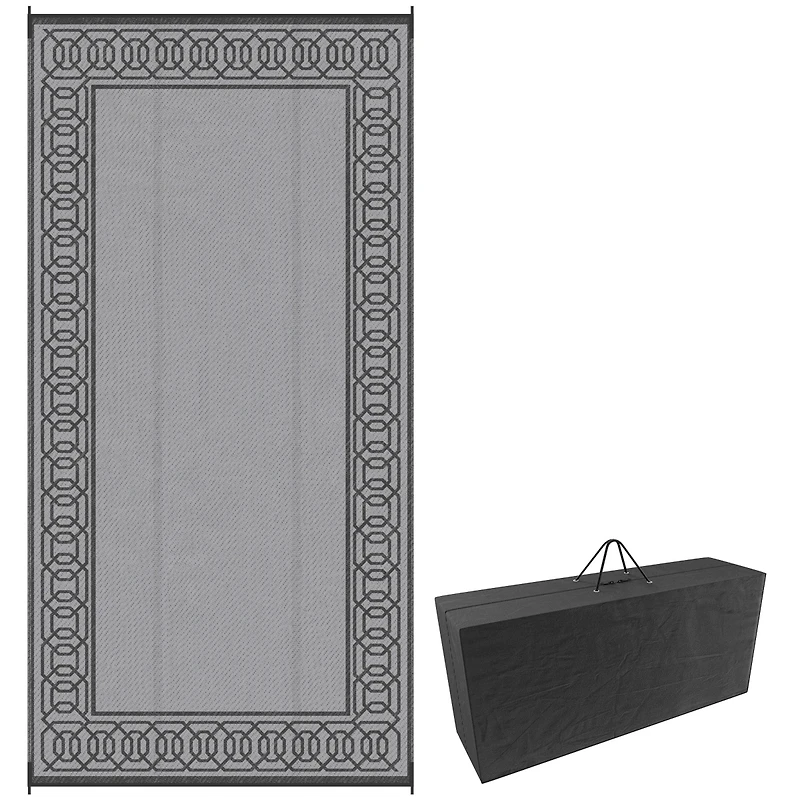 Outsunny Outdoor Rug & Bag, 9' x 18' Plastic Rug, & Border