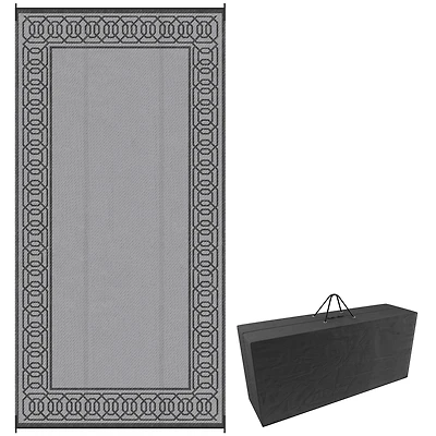 Outsunny Outdoor Rug & Bag, 9' x 18' Plastic Rug, & Border