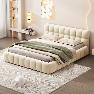 Queen Upholstered Platform Bed - Solid Frame