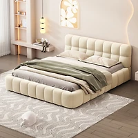 Queen Upholstered Platform Bed - Solid Frame