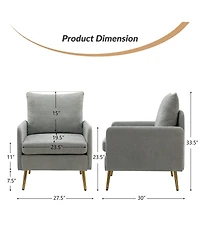 Hulala Home Modern Armchair with Metal Legs