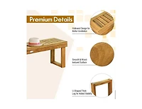 Slickblue 52 Inch Acacia Wood Dining Bench with Slatted Seat