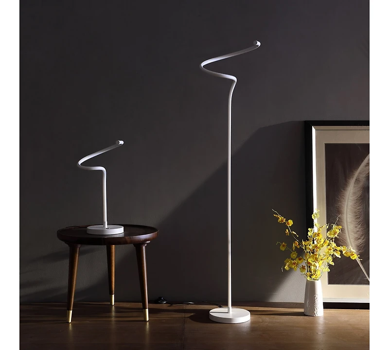 Streamdale 19-Inch Led Matte White Curvilinear S-Curve Spiral Tube Led Table Lamp