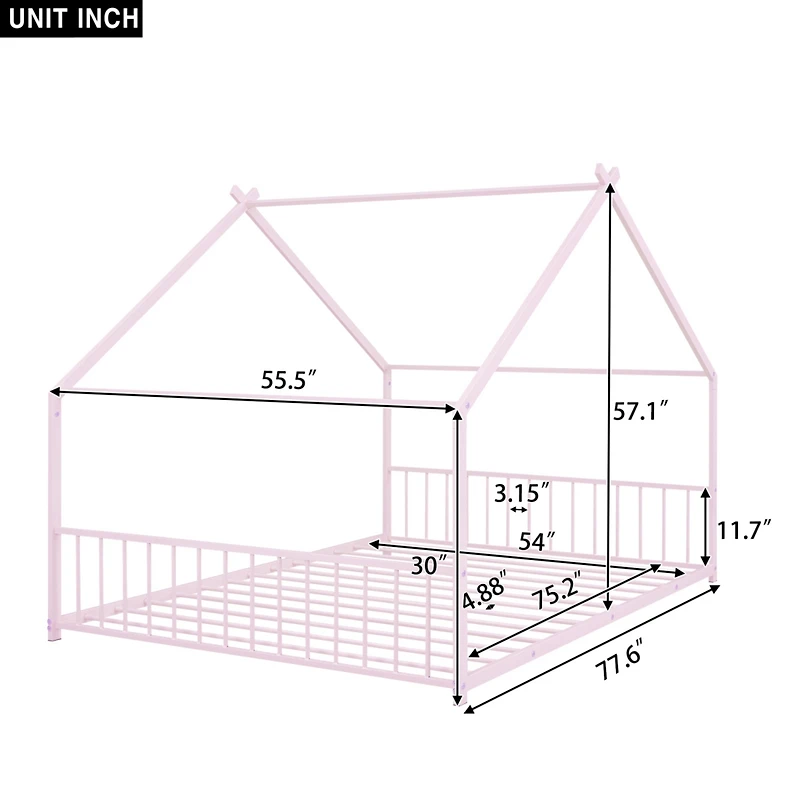 Streamdale Full Metal House Bed, White