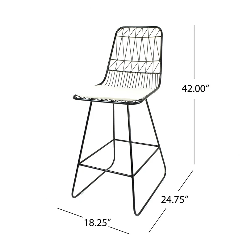 Streamdale Furniture Niez Outdoor Wire Counter Stools with Cushions (Set of 2)