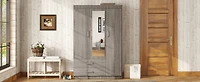 Streamdale 3-Door Mirror Wardrobe with shelves, Gray
