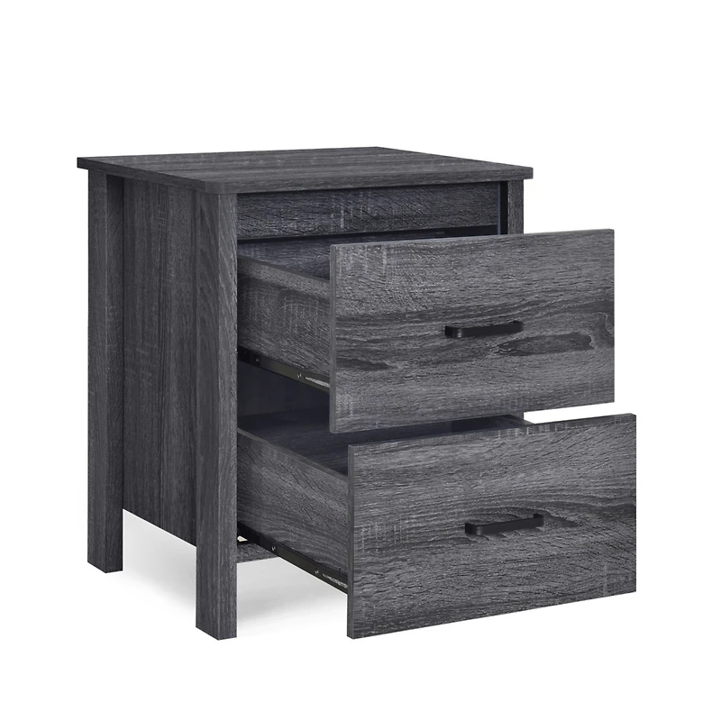 Simplie Fun Minimalist Wood-Finish Nightstand with Convenient Storage