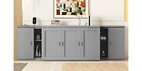 Streamdale Full Murphy Bed with Shelves, Cabinets and Usb Ports, White