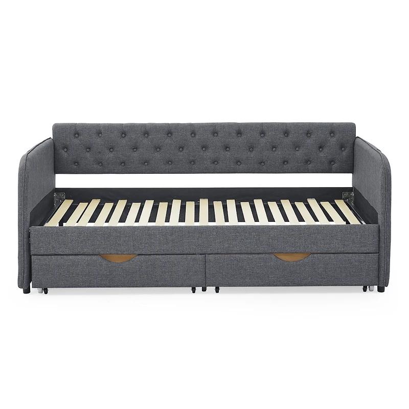 Streamdale Furniture Mid-Century Twin to King Daybed with Storage Drawers, 132lbs Weight Capacity