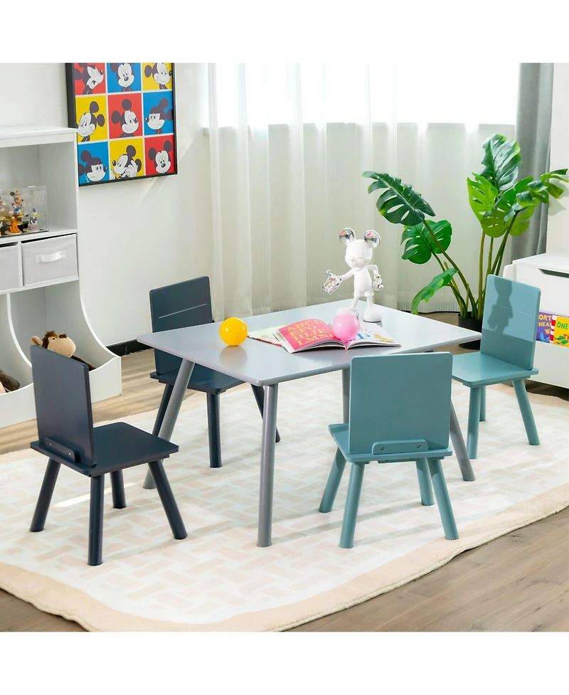 Slickblue 5 Pieces Kids Wooden Activity Play Furniture Set with Building Blocks