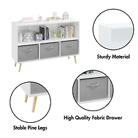 Kids Bookcase with Fabric Drawers & Toy Storage