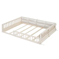 Streamdale Gray Upholstered Wood Platform Bed with Rails