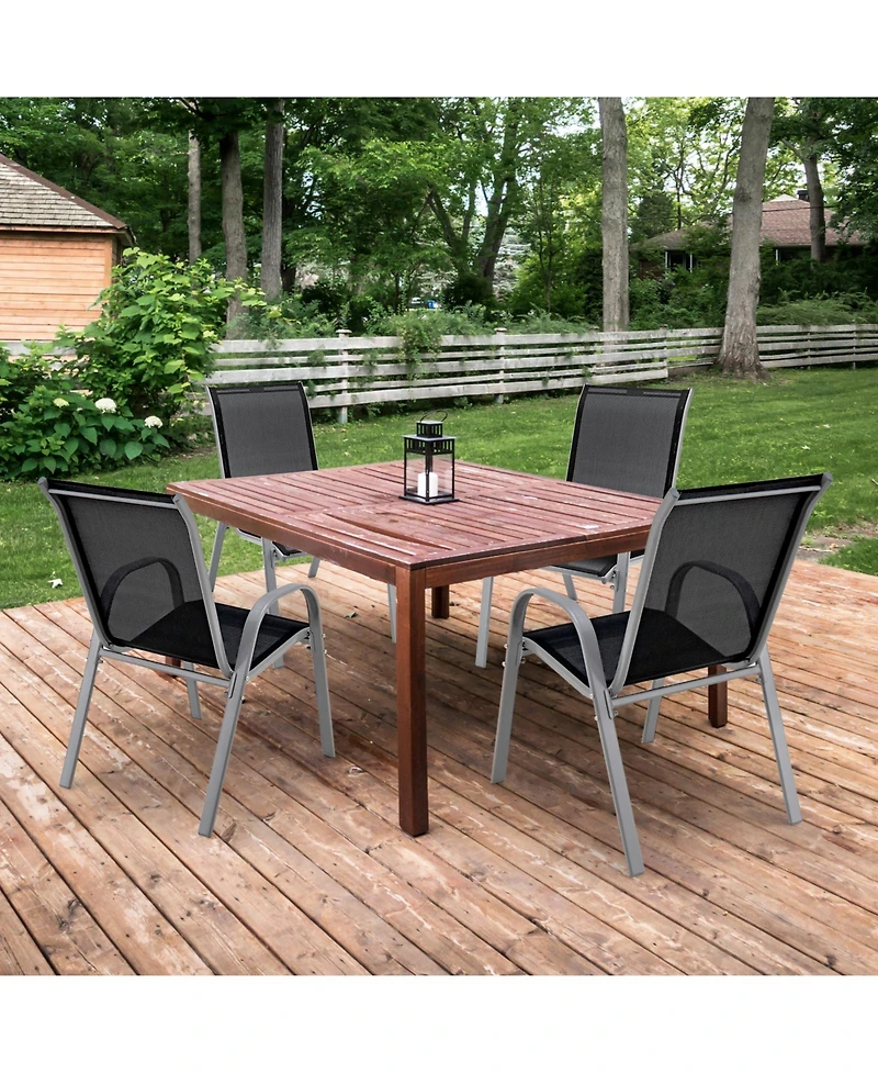 Slickblue 4 Pieces Stackable Patio Dining Chairs Set with Armrest