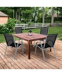 Slickblue 4 Pieces Stackable Patio Dining Chairs Set with Armrest