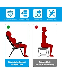 Slickblue 4 Pieces Patio Garden Adjustable Reclining Folding Chairs with Headrest