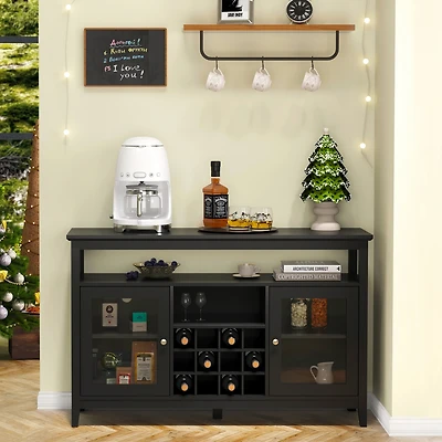 Streamdale Storage Buffet Cabinet/Sideboard/Tv Console with Glass Doors, Black